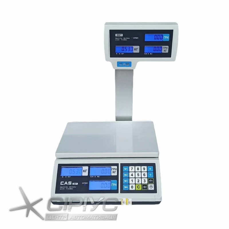 Весы торговые с LCD дисплеем CAS ER JR CBU со стойкой